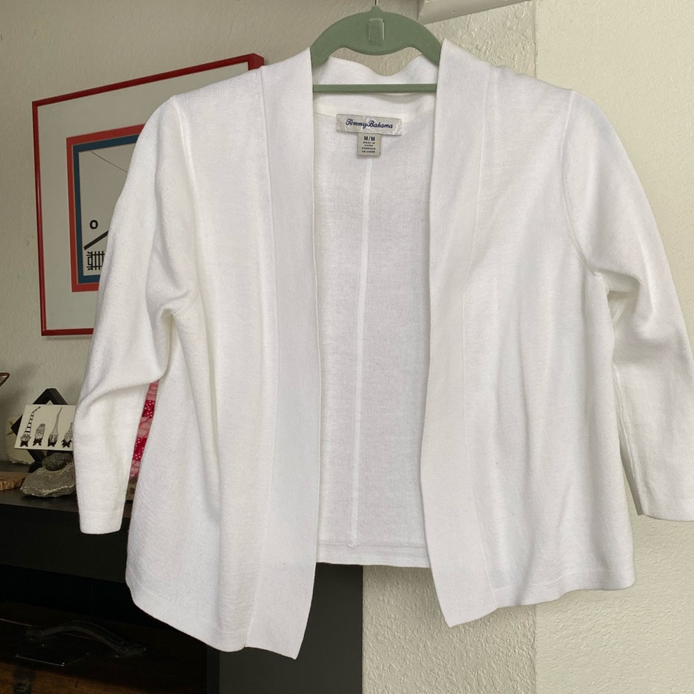 Tommy Bahama White open shrug sweater Size M